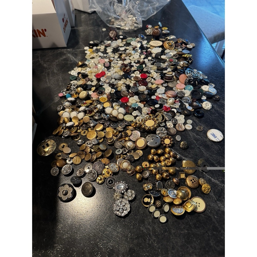 Vintage Buttons Mix Lot Brass Metal Plastic Large Small Gorgeous Antique Rare